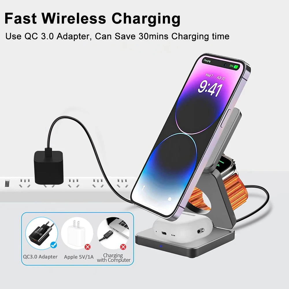 3 in 1 Magnetic Wireless Charging Station