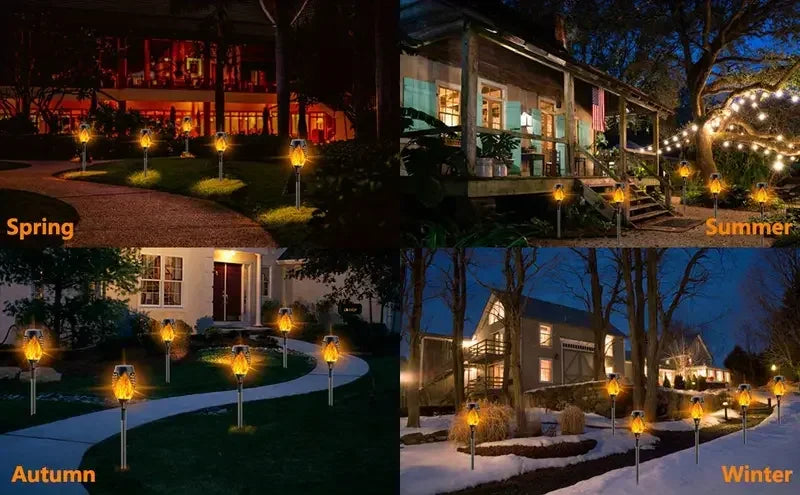 12 LED Solar Flame Garden Light