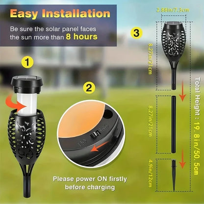 12 LED Solar Flame Garden Light