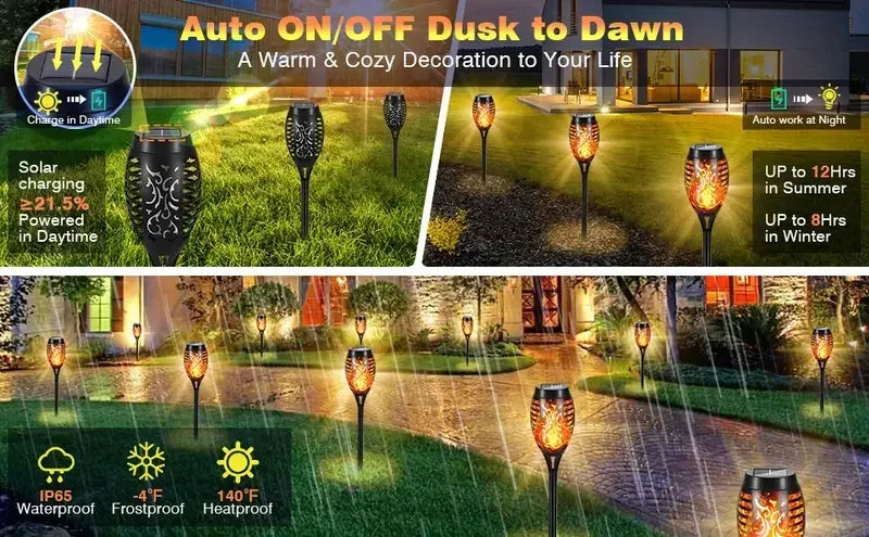 12 LED Solar Flame Garden Light