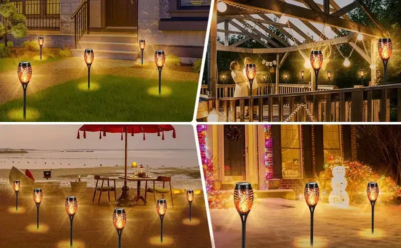 12 LED Solar Flame Garden Light