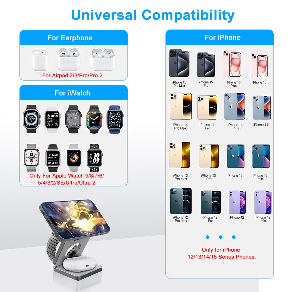 3 in 1 Magnetic Wireless Charging Station