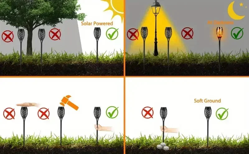 12 LED Solar Flame Garden Light